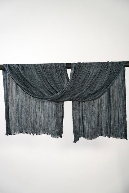 Marble Midnight textured hijab draped over a rod