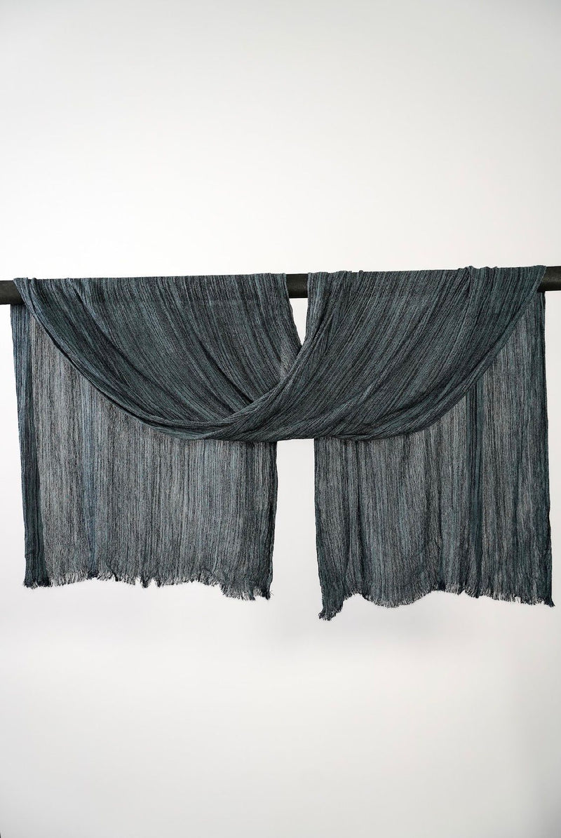 Marble Midnight textured hijab draped over a rod